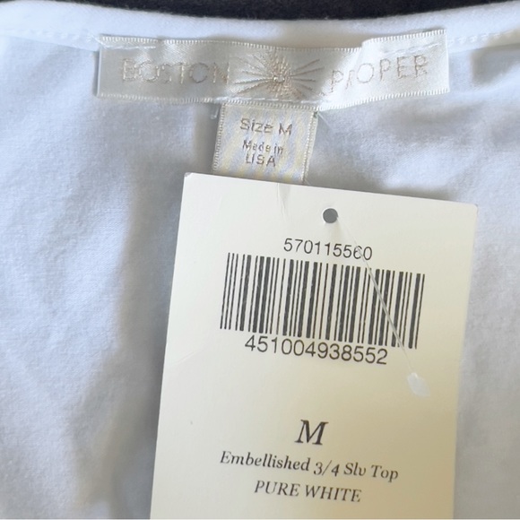 Boston Proper Embellished 3/4 sleeve top Cold Shoulder White with embellishments - Picture 6 of 9